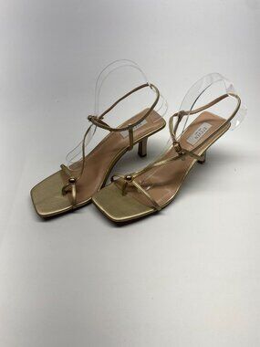 Steven New York Women's Gold Strap Tamila Heel Sandal Sz 10